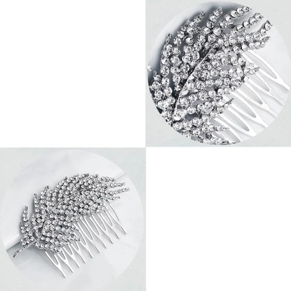 

Расческа для волос из сплава со стразами и листьями, серебряная элегантная свадебная заколка для волос, свадебные аксессуары для волос, головной убор для вечеринки