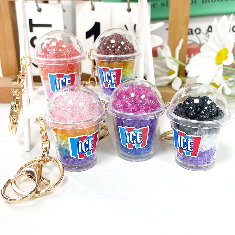 Cross border simulation food toy rainbow broken ice cup keychain miniature color mini smoothie pendant doll machine content