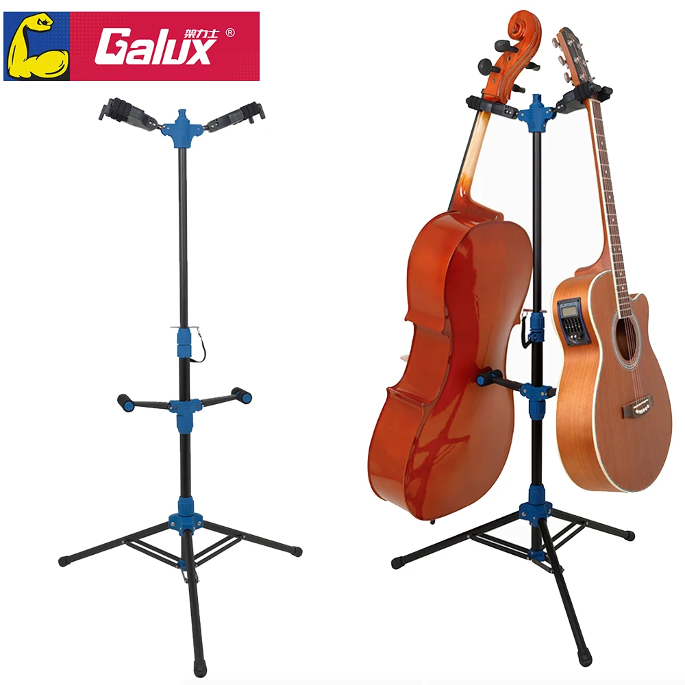 GALUX 2-Way Guitar Stand Foldable Metal Display Rack for Acoustic/Electric Guitar, Bass, Ukulele Mandolin & Violin