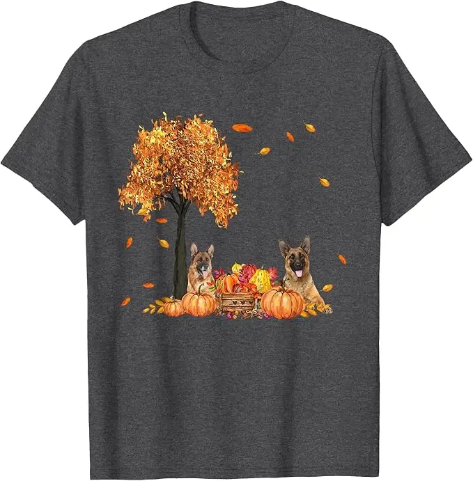 Deutscher Schäferhund Herbstblatt Herbst Hund Thanksgiving Halloween T-Shirt Y2k Hundeliebhaber Ästhetische Kleidung Neuheit Geschenk Weiches Baumwoll-T-Shirt – Detail 11