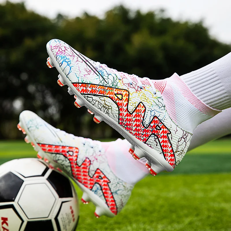 2024 Men's Soccer Shoes Large Size Ultralight Football Boots Boys Sneakers Non-Slip AG/TF Soccer Cleats Ankle Boots Unisex