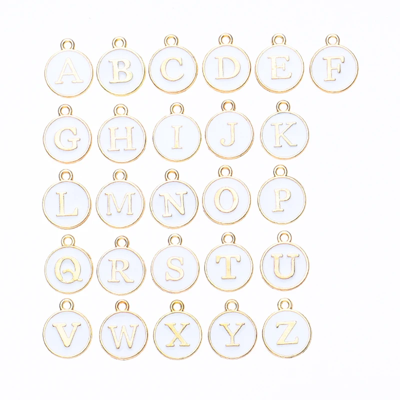 26pcs A-Z Letter Charms Double Face Enamel Alloy Letter Charms Alphabet Initial Letter Pendants Bracelet Jewelry Making Wholesal