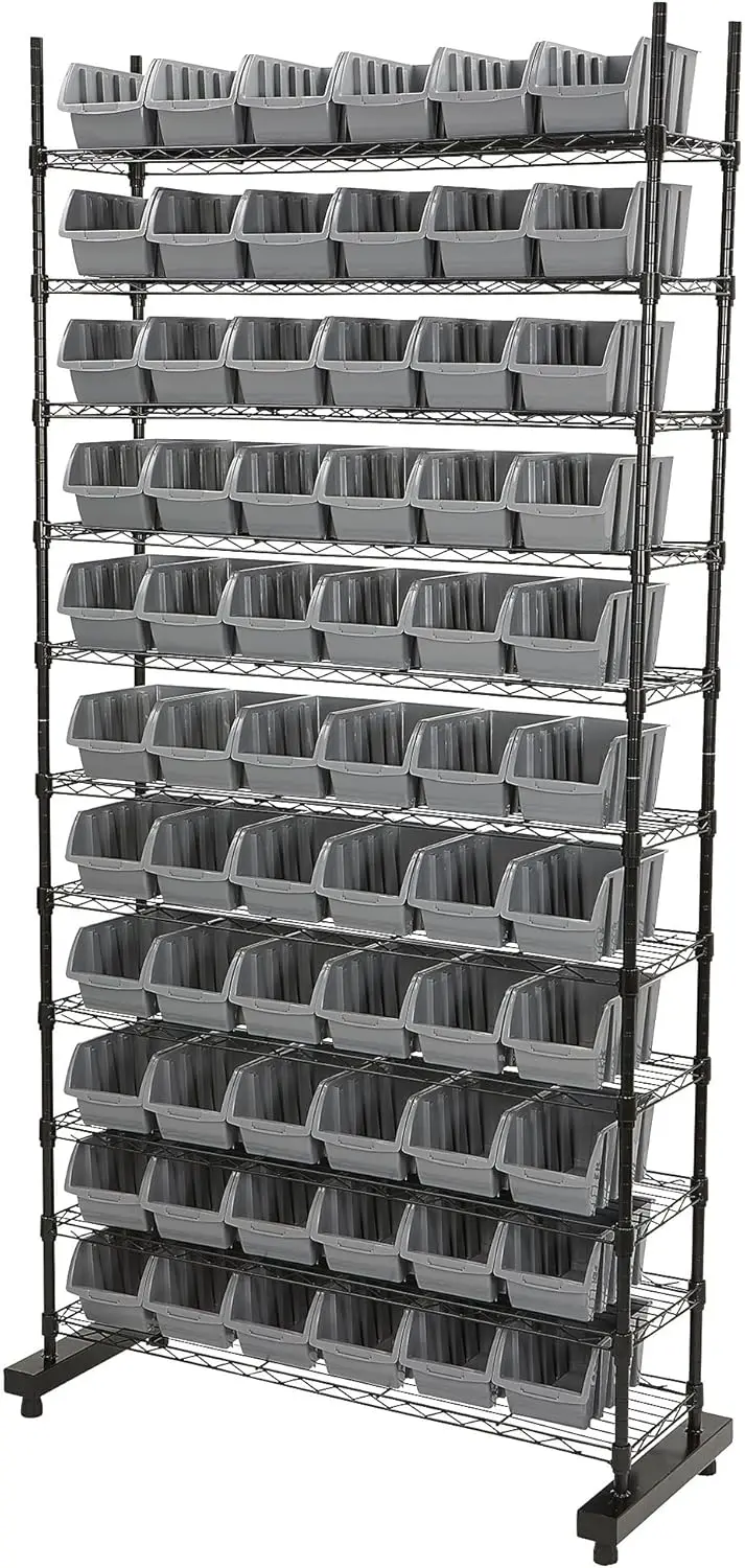 Strongway Wire Shelving Rack, Shelf Storage Bins Wire Shelving Rack With 12-Tier Single-Sided Design, Storage Bins For Shelves