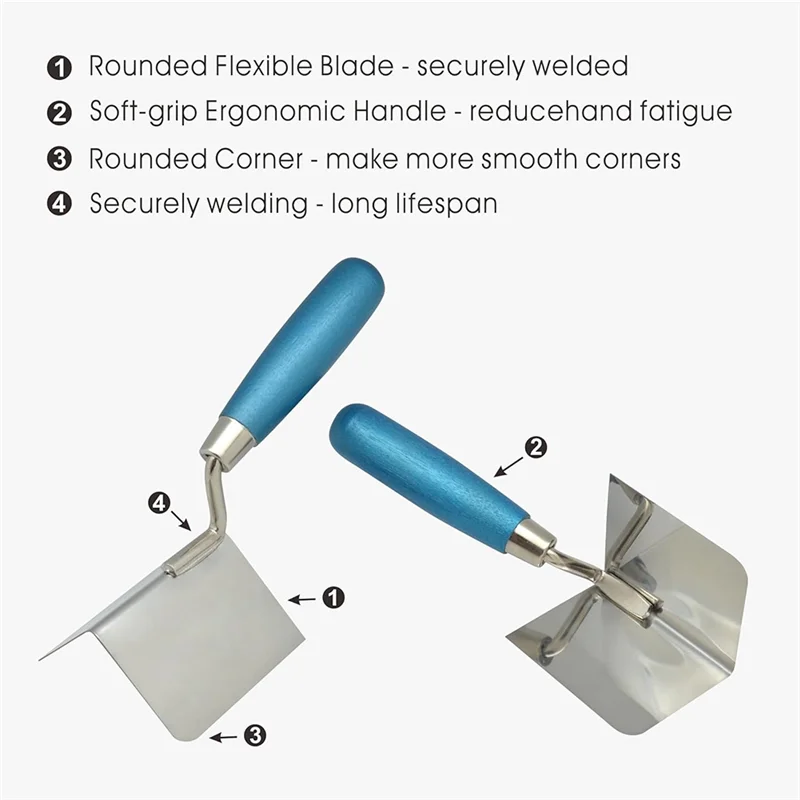 

24-Hour Delivery 2 PC Corner Tool Set,Inside Corner Knife & Outside Corner Knife With Soft Grip Handle,Plastering Bricklaying Co