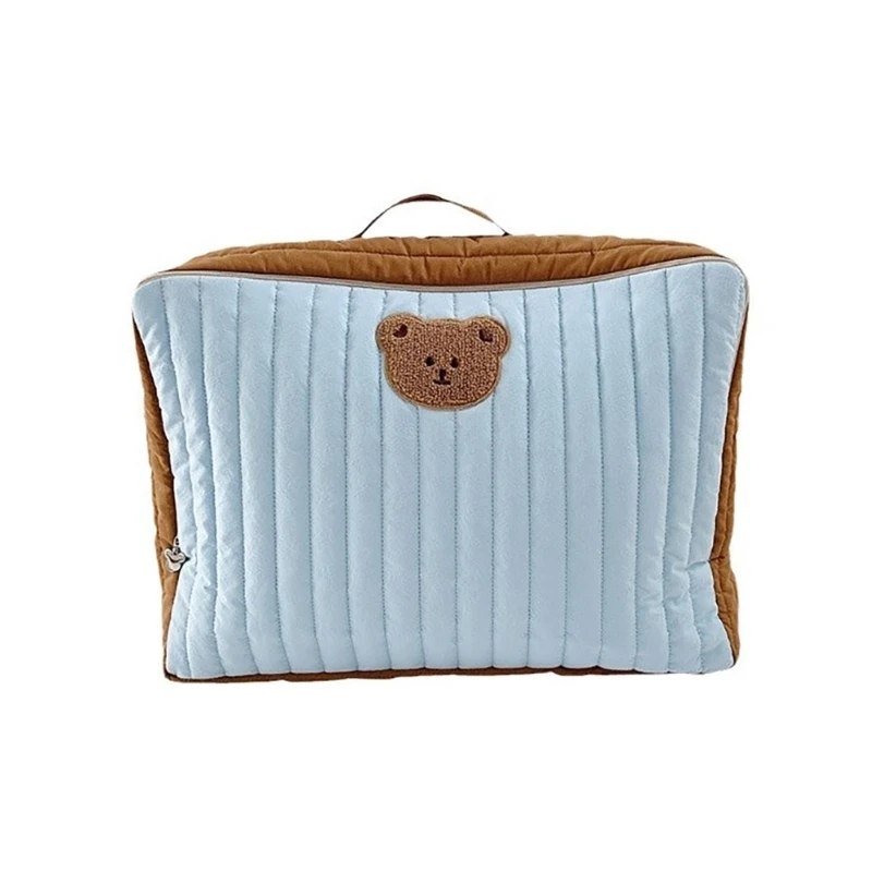 Diaper Bag Baby Items Bag Soft Handbag Embroidered Bear Pattern Travel Bag Mom Bag Multifunction Storage Bag