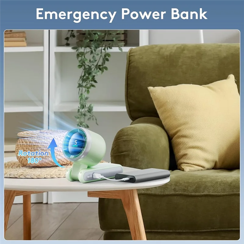 Portable Handheld Mini Fan, Foldable Powerful Winds Turbo Fan, USB Rechargeable Personal Fan With Speed, Digital Display-ABGL