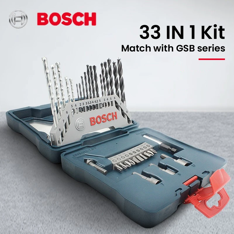 Imagem -02 - Bosch-kit Misto de Chave de Fenda de Aço de Alta Velocidade Brocas Chave de Fenda Conjunto de Mistura Madeira Metal Pedra 28 mm 33 Peças