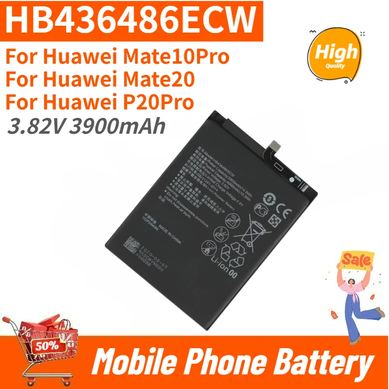 

High Quality HB436486ECW Mobile Phone Battery 3.82V 3900mAh For Huawei Mate 10 Mate 10 Pro P20 Pro AL00 L09 L29 TL00 Brand New