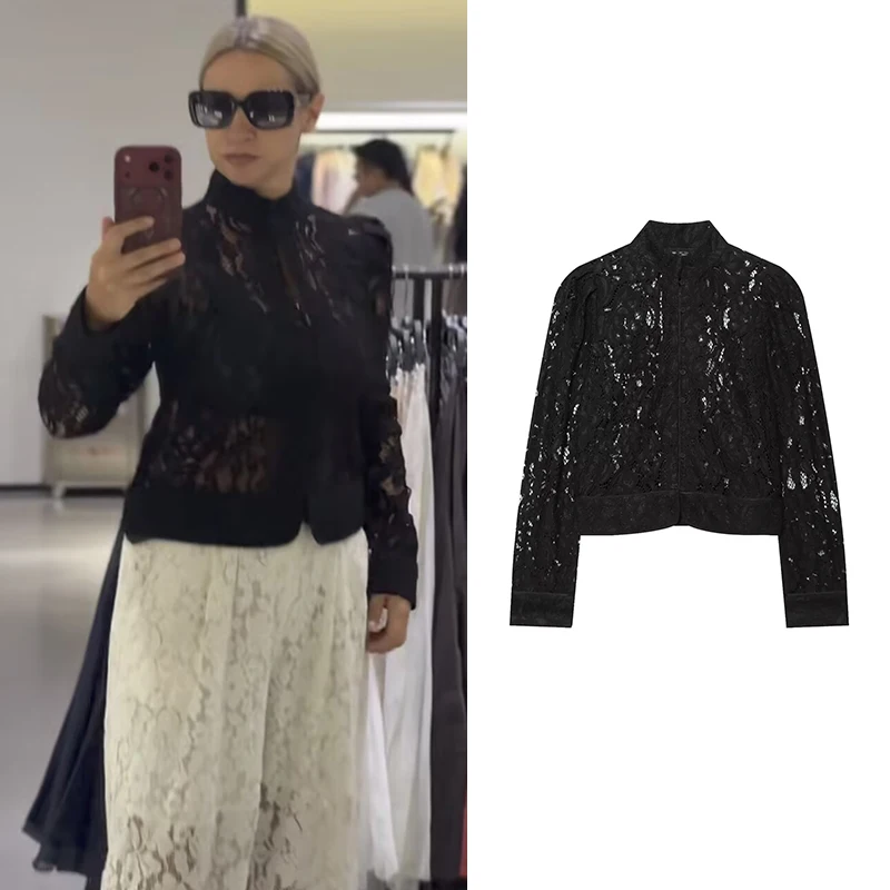 Lace Women's Blazers & Blouse Autumn 2026 New Fashion Slim Unique Elegant Young Women's Perspective Blazers Chic Autumn Jackets