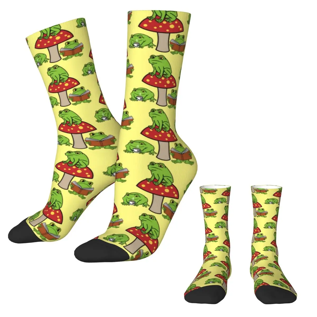 Cartoon Frog Stockings Red Mushroom Print Graphic Vintage Socks Autumn Anti Skid Socks Female Outdoor Sports Comfortable Socks