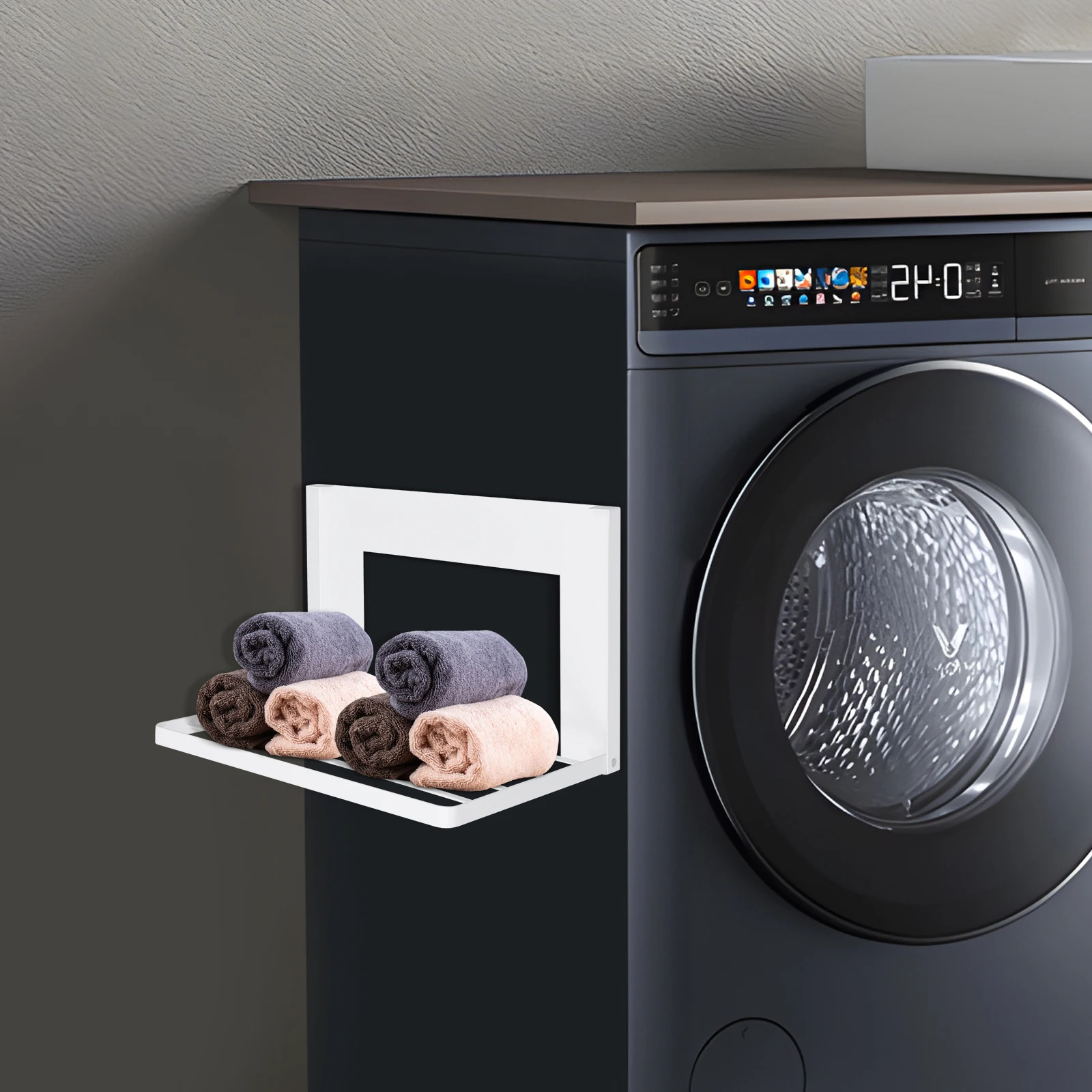 

Magnetic Folding Shelf Magnet Rack Mount on Washing Machine/Fridge Durable Folding Rack for Laundry Room/Bathroom/Kitchen