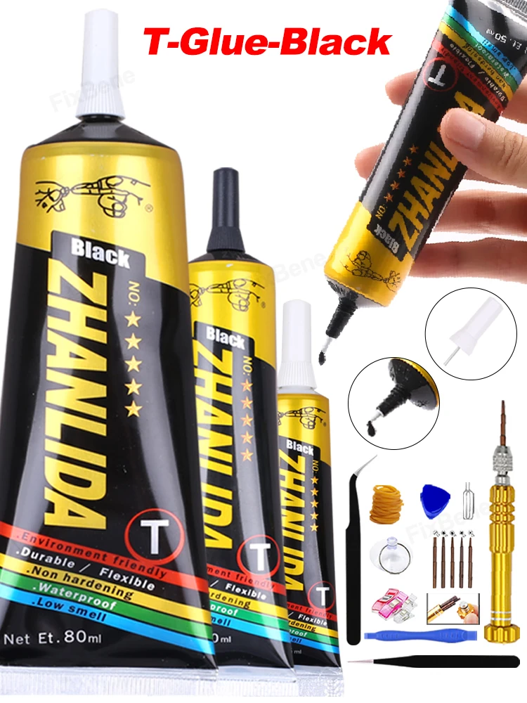 Cola para alto-falante de celular, adesivo preto forte, kit de reparo de tela super móvel, madeira zhanlida, pedra preciosa, papel, cimento de contato