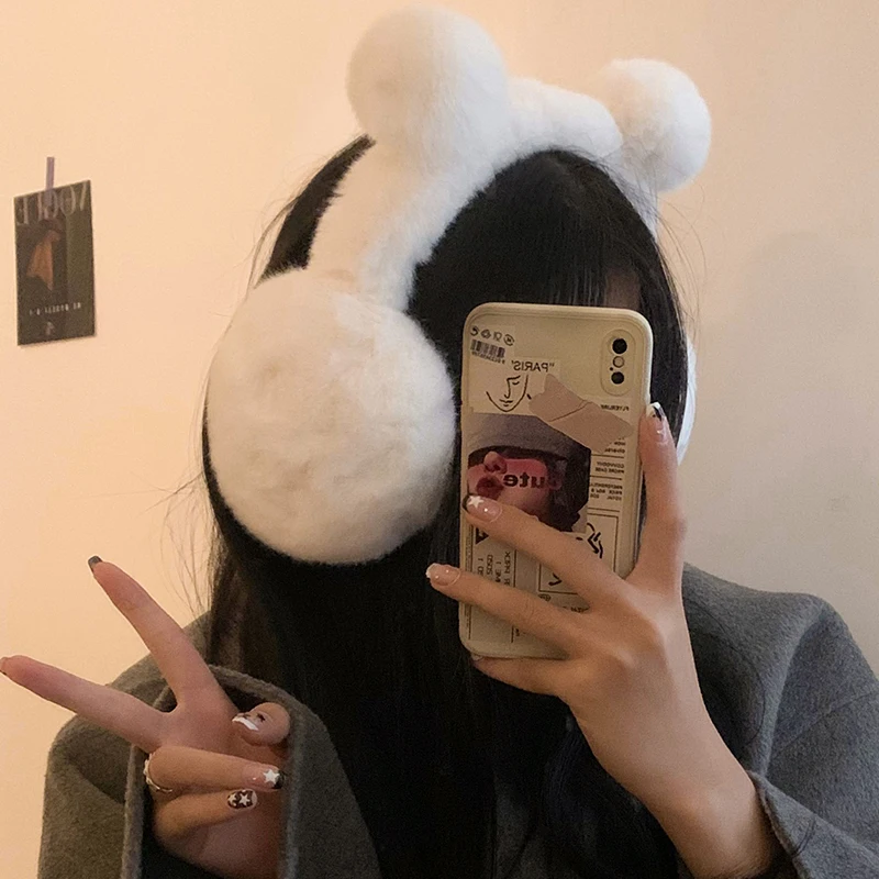 Cute plush ear warmers for women winter earmuffs furry warm cold-proof ear-muffs for students riding ear covers