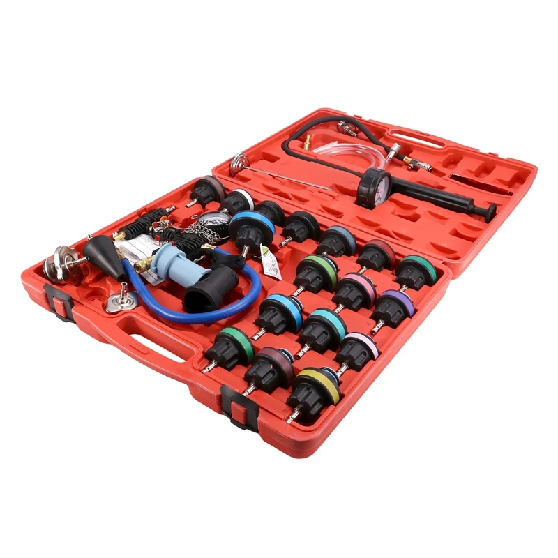 28Pcs Universal Radiator Pressure Tester Kit Coolant Pressure Tester Kit Coolant Vacuum Refill Kit For Cooling System