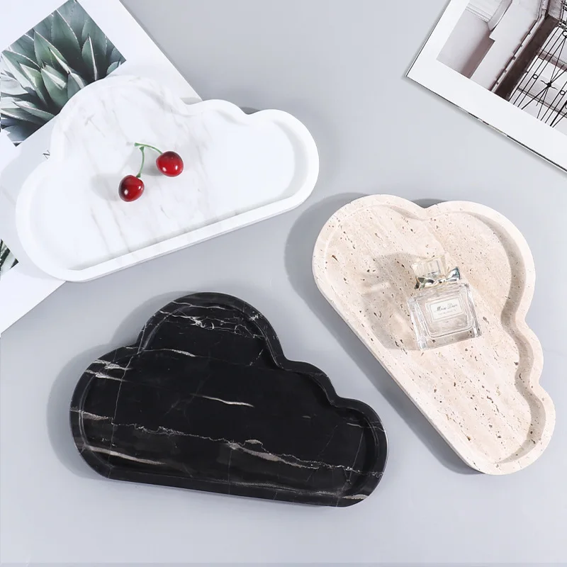 

New Chinese style natural marble cave stone cloud shaped tray fruit tray creative hotel bathroom tabletop jewelry storage tray