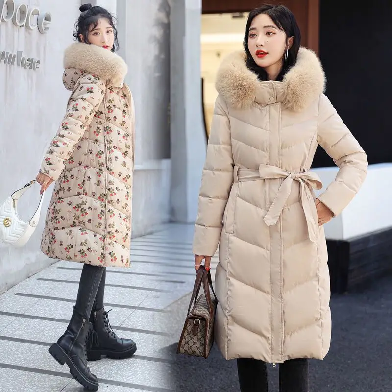 

Lady Winter Coat Women Wearable on Both Sides Hooded Jacket Woman Casual Warm Outerwear Jackets Female Girls Fur Collar Clothes