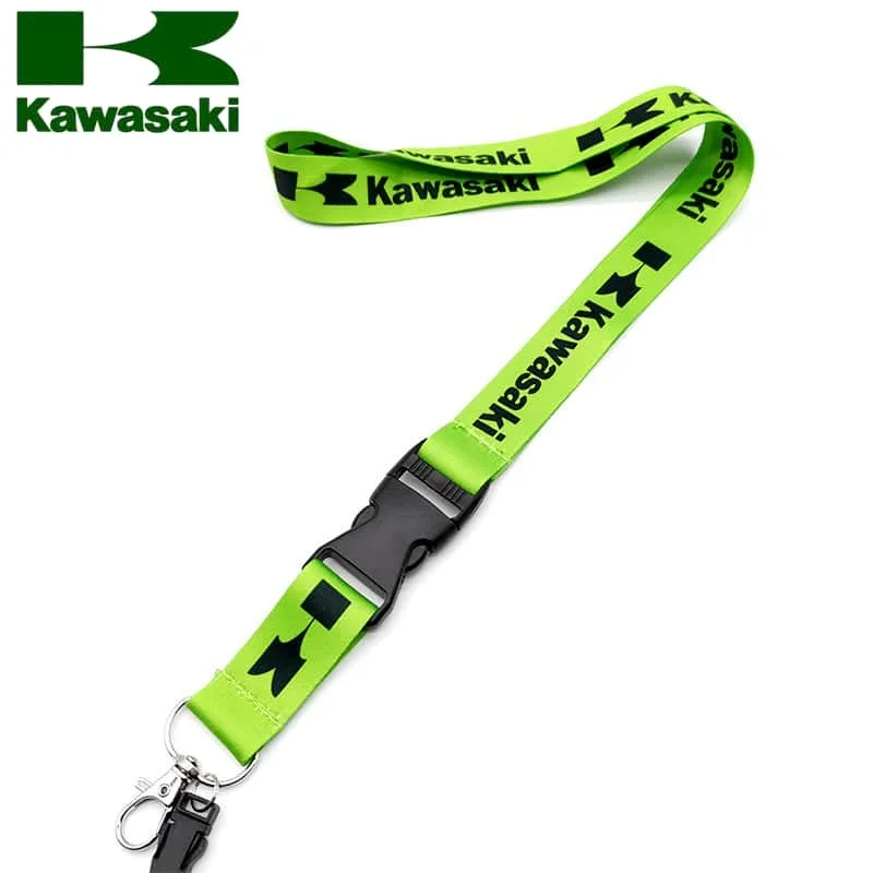 2025 جديد كاواساكي دراجة نارية المفاتيح الرقبة ارتداء بطاقة الهوية تمرير الحبل الأسود النايلون طويل كيرينغ الشريط مفتاح العلامة الزينة