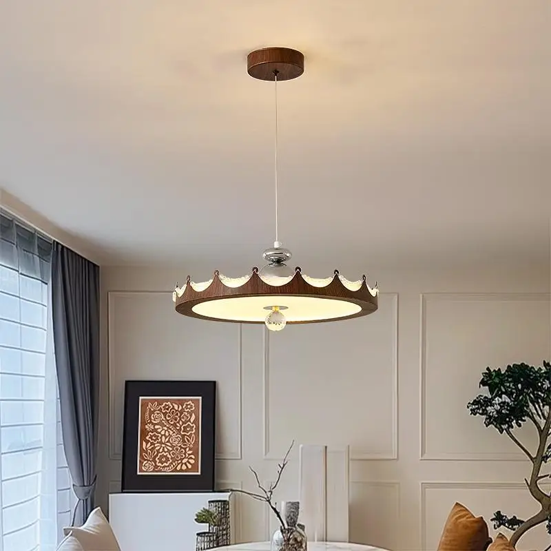 

Middle Ancient Style Bedroom Ceiling Light Walnut Color Living Room Restaurant Study Light Wabi Sabi Style LED Lighting Fixture