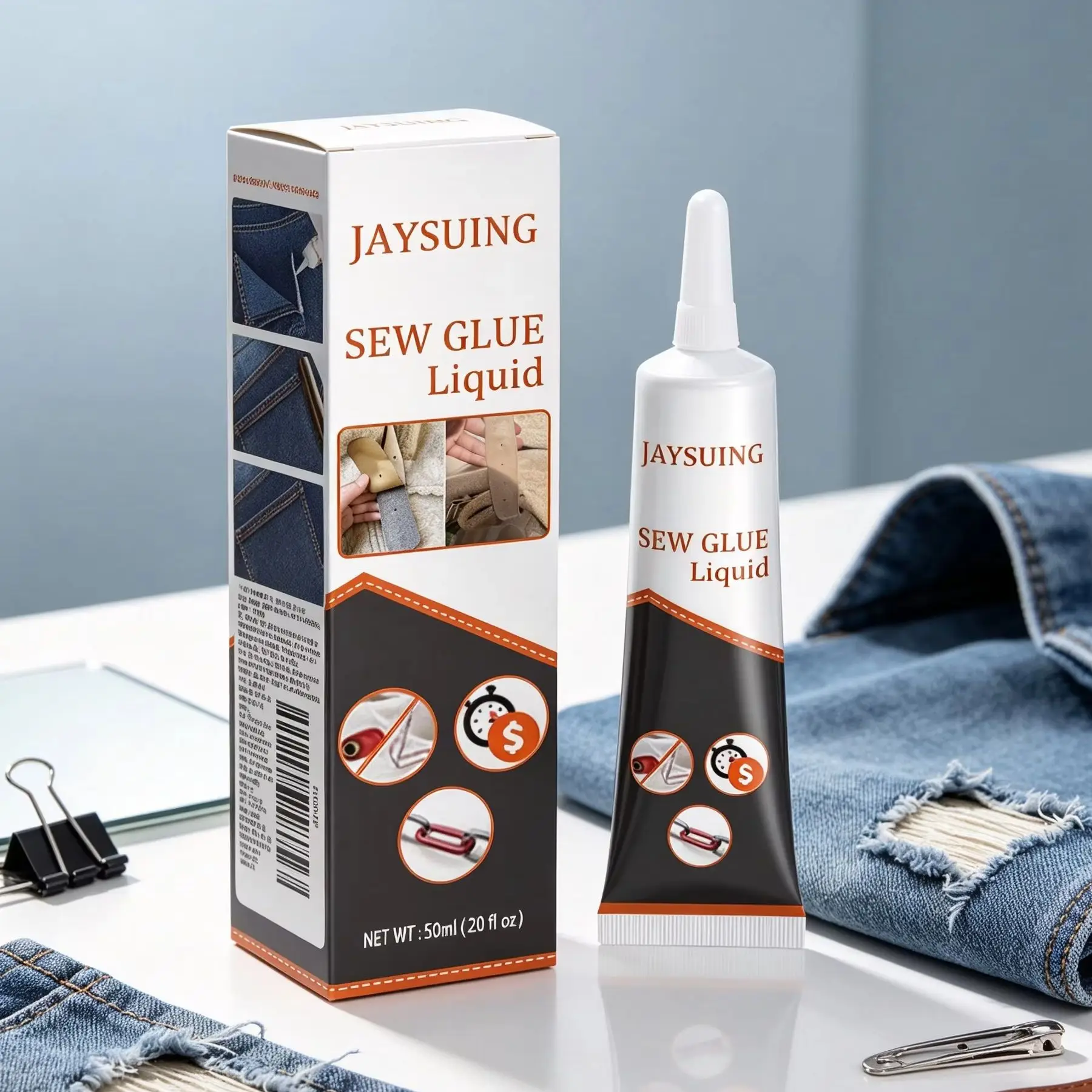 Jaysuing Sewing Glue Clothing Repair Quick Dry Transparent Washable Fabric & Leather Adhesive Fabric Glue No Sew Clothing Glue