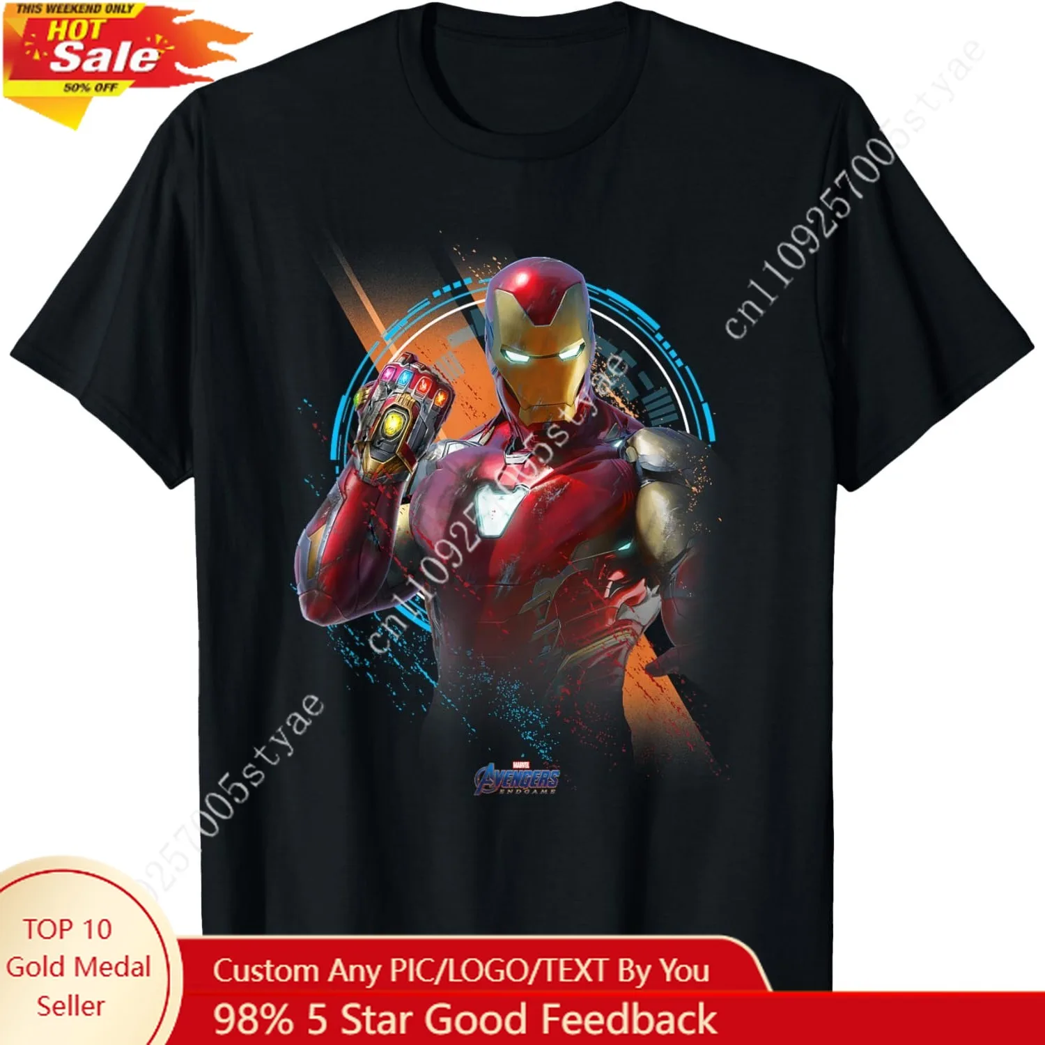 

Iron Man Marvel Avengers EndgameSoft T-Shirt Man Tee Elastic Clothes Long Sleeve T-shirts Casual Shirt Casual Top Sport Outfit