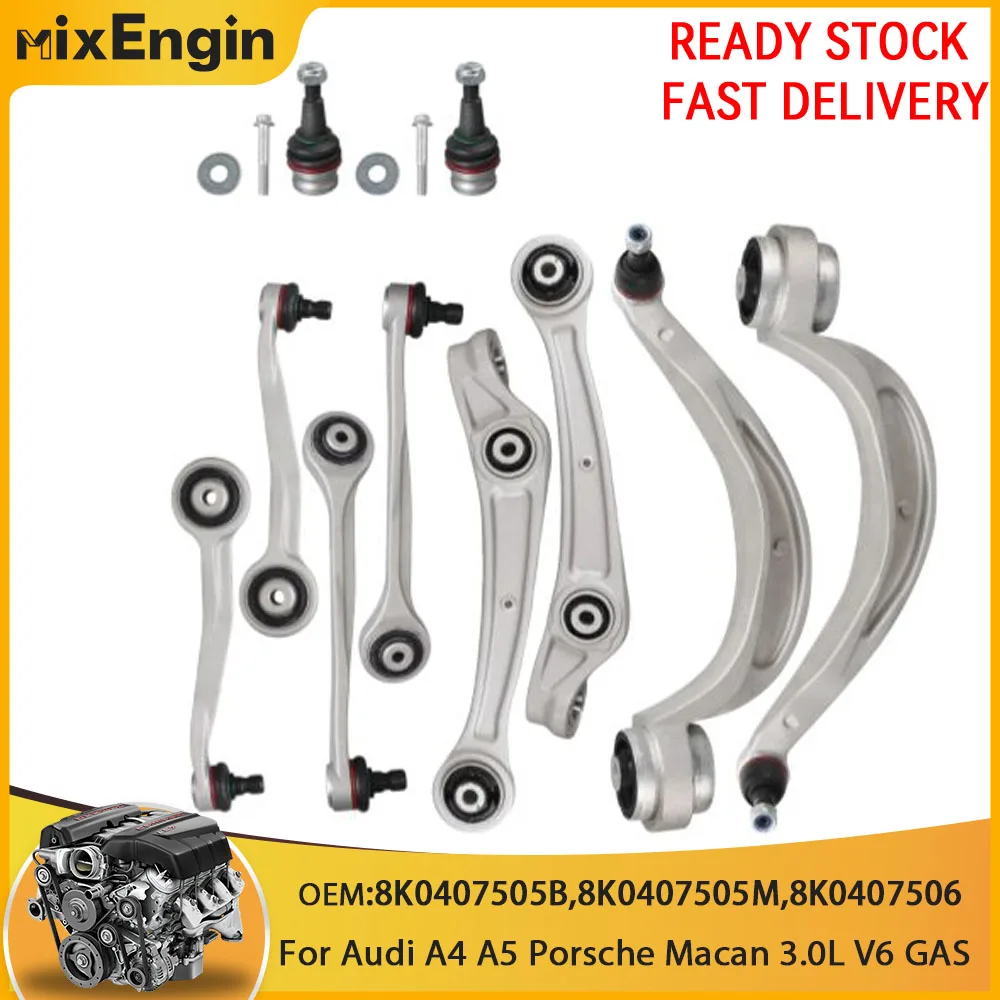 14PCS Front Control Arm Balljoint Suspension Kit For Audi A4 A5 A6 A7 Q5 Porsche Macan 3.0L V6 GAS