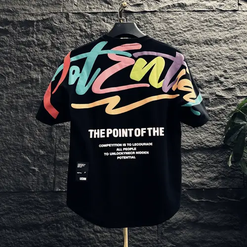 Imagen 2 del producto Camisetas estampadas para hombre, camisetas Heather para hombre, camiseta con alfabeto acuarela Kpop, ropa Popular coreana, tendencia de moda al por mayor Xl