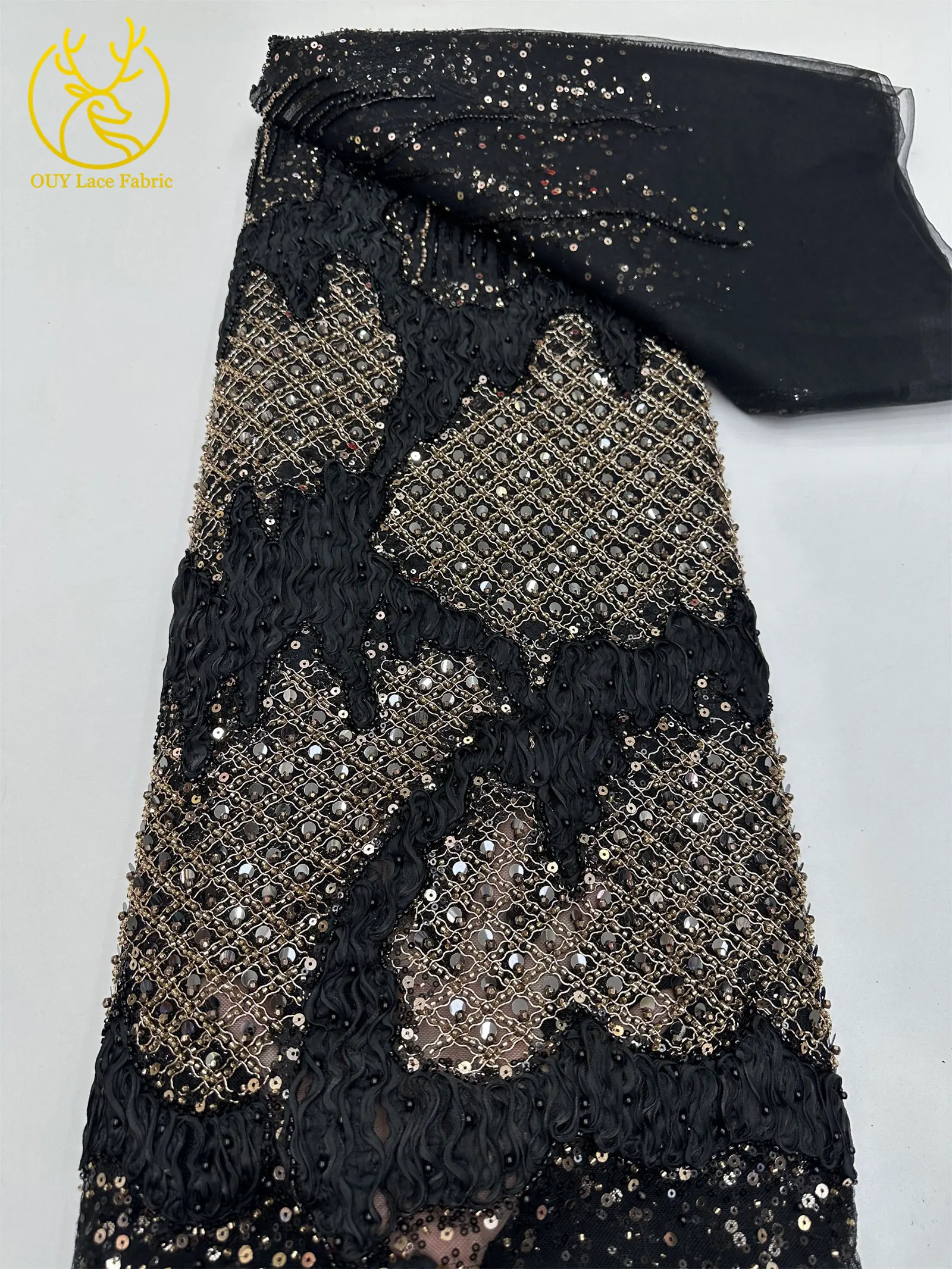 2026 Neues Design Französischer Perlen-Tüll-Spitzenstoff Weinrot Nigerianischer Afrikanischer Pailletten-Netzstoff für Abendkleider 5 Yards – Detail 26