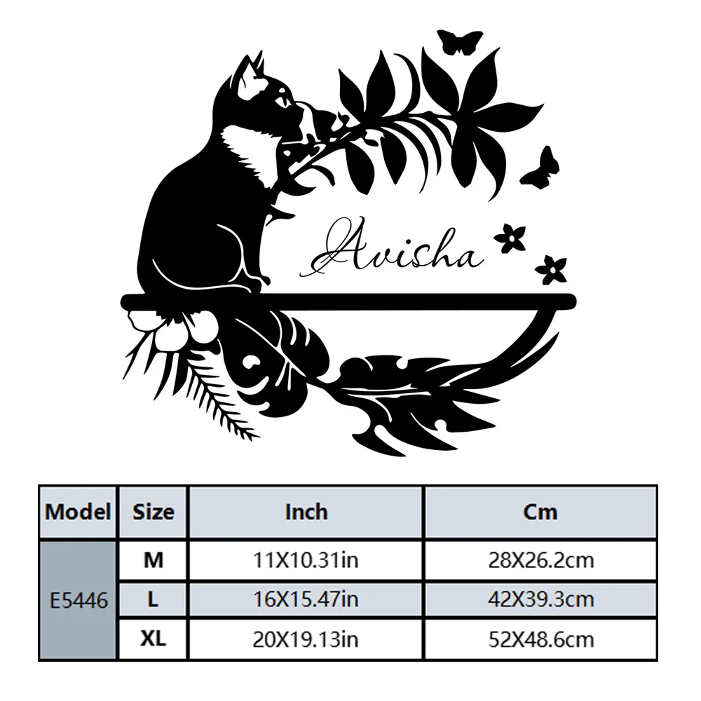 1PC Fashion Cat Customizable Text Art Sticker Waterproof Wall Stickers Study Room Decal Creative Stickers view 2