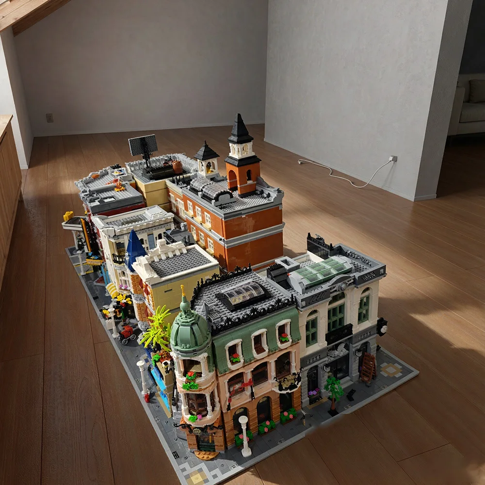 Modular City Corner Jazz Club Boutique Hotel Assembly Square Street View MOC Building Blocks Set Multi‑Function Urban Commercial Architecture Model with Bank Cafe Bookstore Interior Details Difficult Assembly Collectible Display Ornament for Adult Hobby