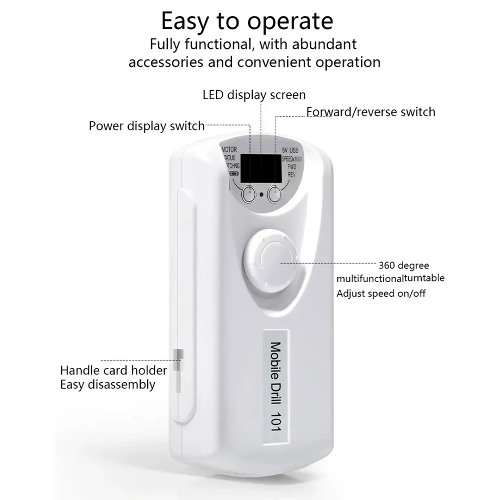 Tragbare Nagelbohrmaschine, 35.000 U/min, wiederaufladbare E-Feile mit Bits-Set zum Entfernen von Acryl-Gel-Polier