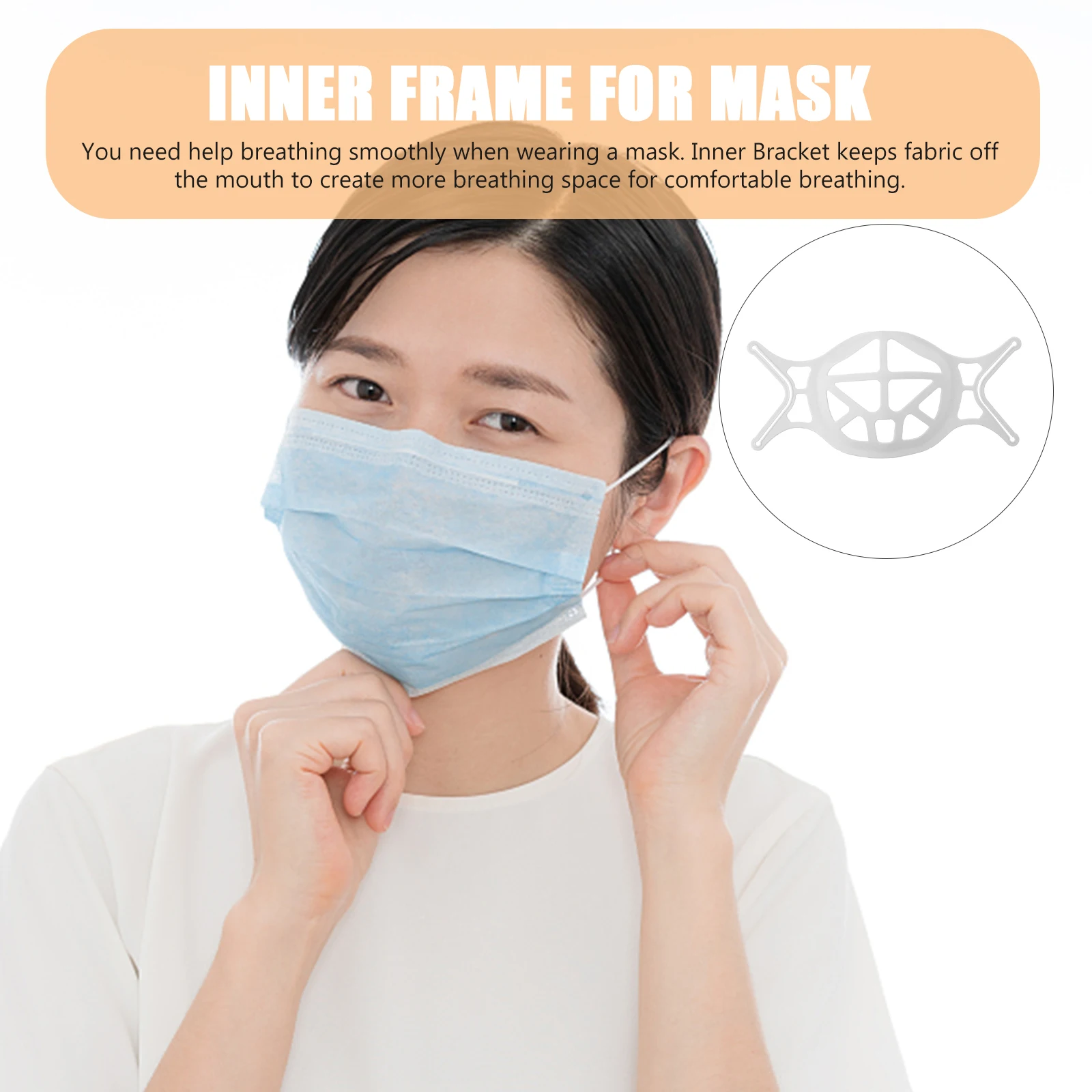 

10pc Mask Holder White Plastic Reusable Lightweight Inner Brackets for 3D Masks Breathing Support EcoFriendly Face Protection