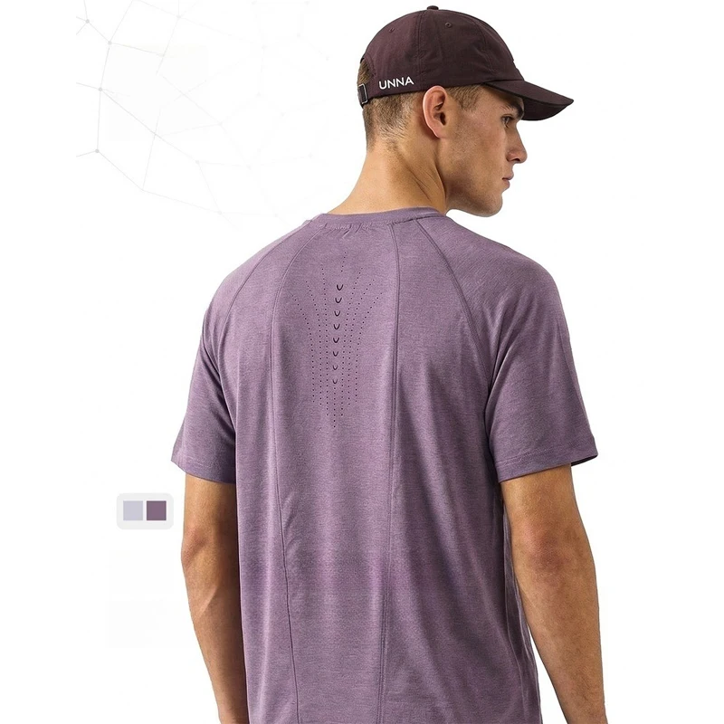 Men's Dragon Scale Laser Perforated T-Shirt Quick Dry Moisture Wicking Outdoor Sportswear Breathable Athletic Tee