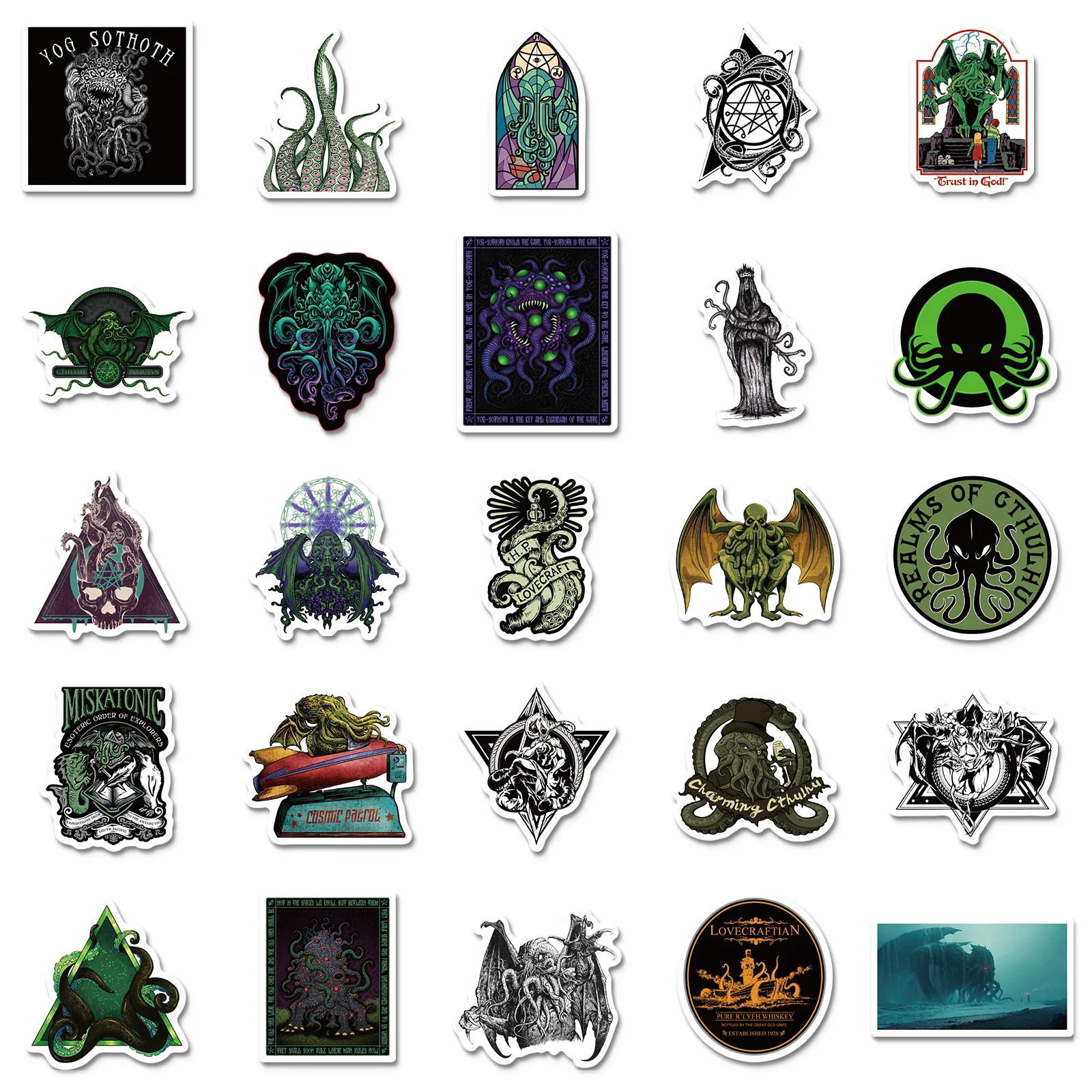 50pcs Cthulhu Stickers Skull Horror Terro Series Suitcase Mobile Phone Waterproof Stickers