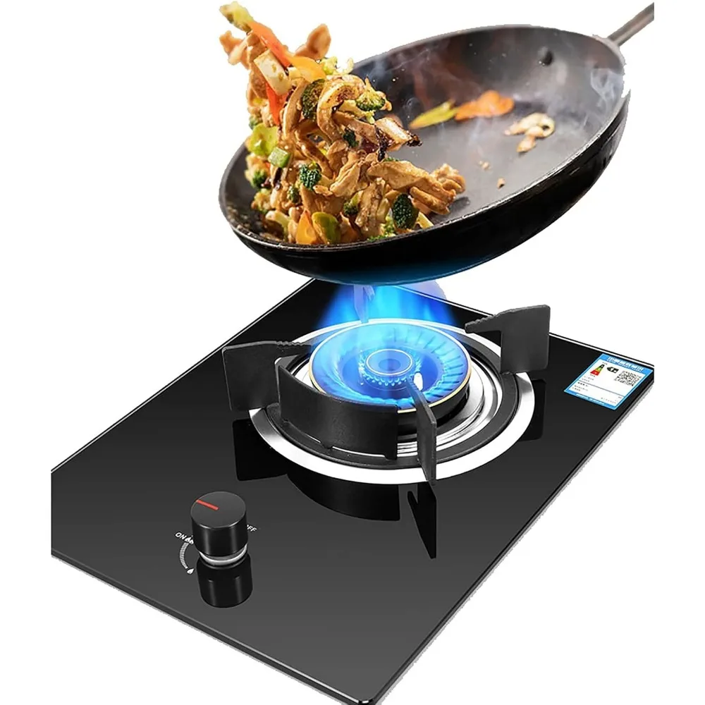 Gas cooktop Desktop Burners Hob Built-in Stove| Campervan |4.8KW Black Tempered Glass Cooktop For NG/LPG|Flame Failure Protectio