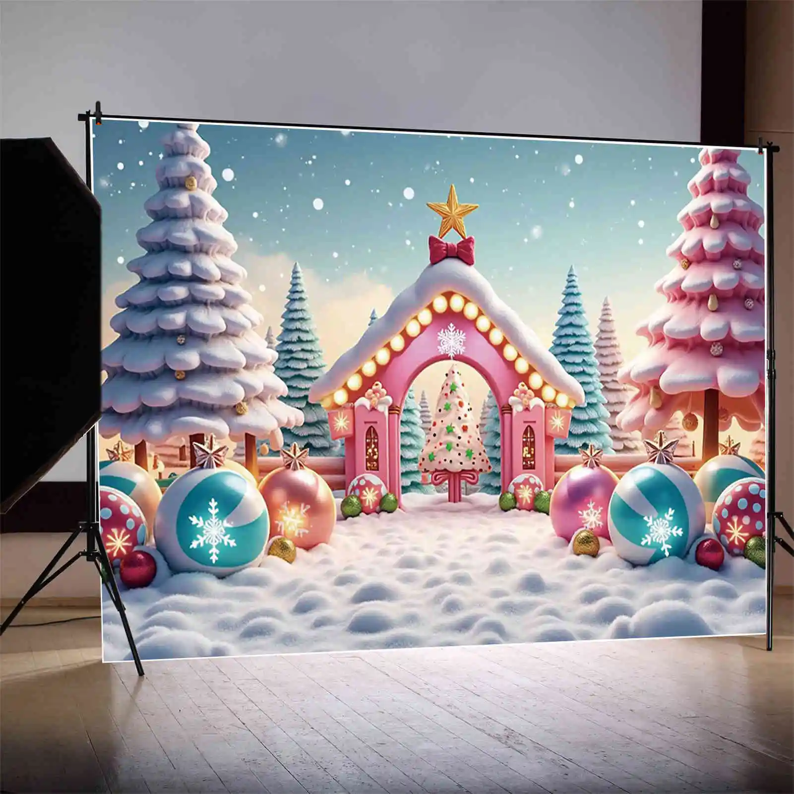 MOON.QG Christmas Scenery Photography Background Xmas Tree Window New Year Photozone Backdrop Children Studio Photocall Supplies