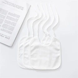 Pack of 10pcs White Cotton Baby Bibs for Painting DIY Sublimation Blank Burp Cloths Infant Shower Gift for Boys Girls