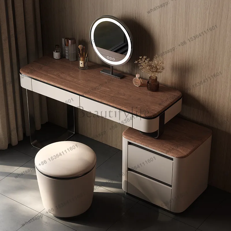 FG52 Walnut color ribbon auxiliary cabinet dresser Italian medieval solid wood dressing table