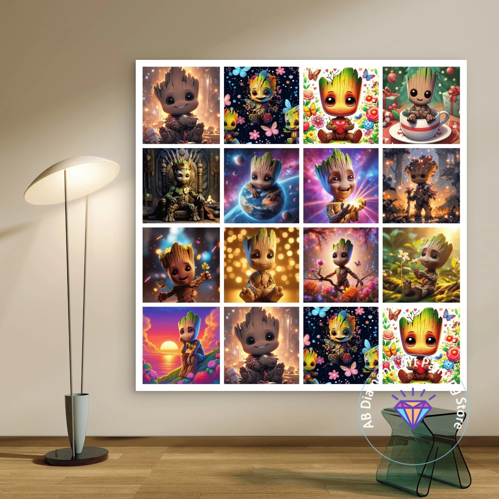 

Groot Disney Guardians of the Galaxy Cartoon AB Diamond Painting Kit Home Decor Gift 5D DIY Handmade Art Gift Crafts Home Decor