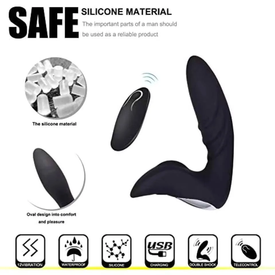 Male Sex Stimulator Anal Plug Vibrator Adult Sex Toys Silicone Prostate Massage Wireless Remote Control Butt Plug Toy view 3