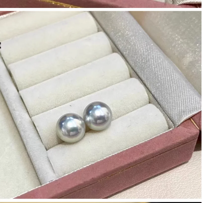 

Charming Pair Of 8-9mm Genuine Natural Silver Gray Cultured Loose Pearl Undrilled