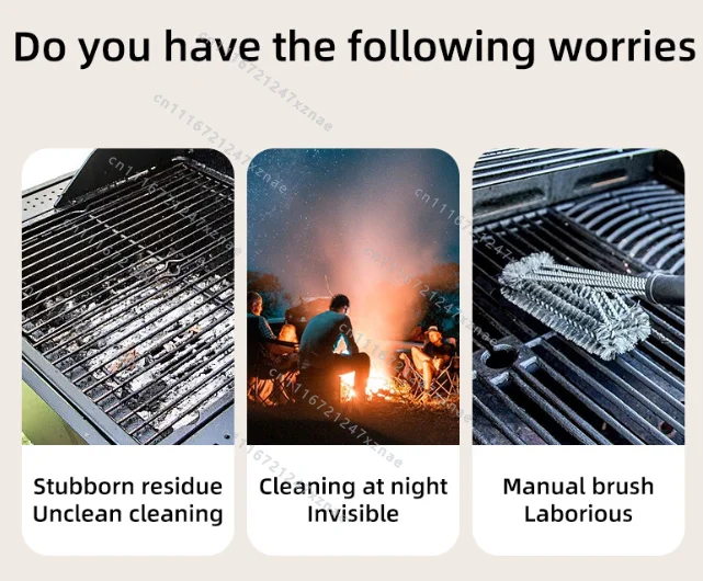 Electric Grill Brush Accessories Clean Grill Oil Stain Heavy Duty Stainless Steel Brush Free Fast Shipping 2H Runtime 3-in-1 Kit