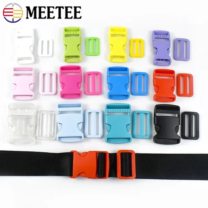 

5/10Sets Meetee 25/32/38mm Plastic Buckles Bag Strap Tri-Glide Slider Adjuster Clasp Belt Side Release Buckle Hook DIY Accessory