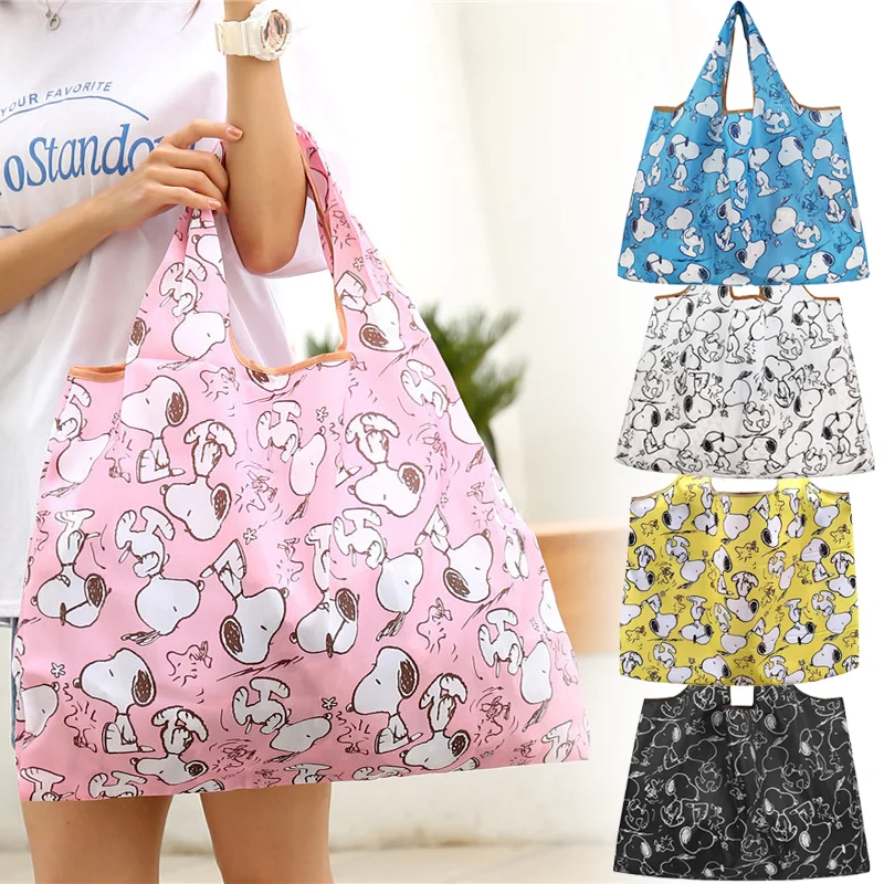 

Snoopys Eco-friendly Bag Cartoon Supermarket Grocery Pouch Lightweight Waterproof Shopping Bags Folding Portable Shoulder Pocket