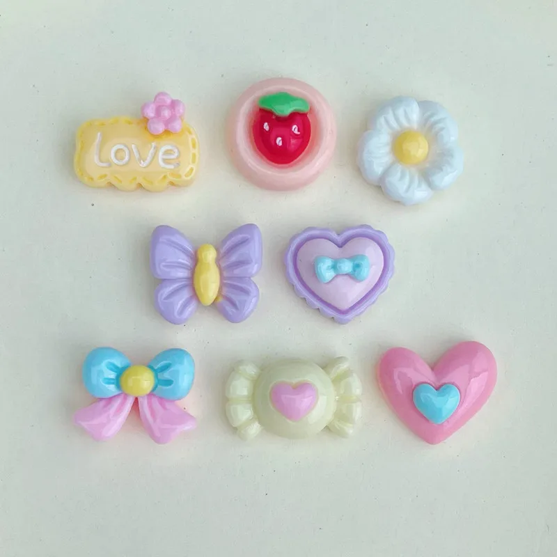 20Pcs Kawaii Cartoon Bauble Resin DIY Shoes Hat Icebox Barrette Mobile Phone Case Scrapbook Cream Glue Flat Back Resin