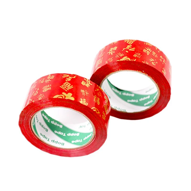 4.5x100Y Chinese Lucky Fu Packaging Tape Red BOPP Sealing Adhesive Tapes Logistics Express Paper Boxes Packaging Tapes Business