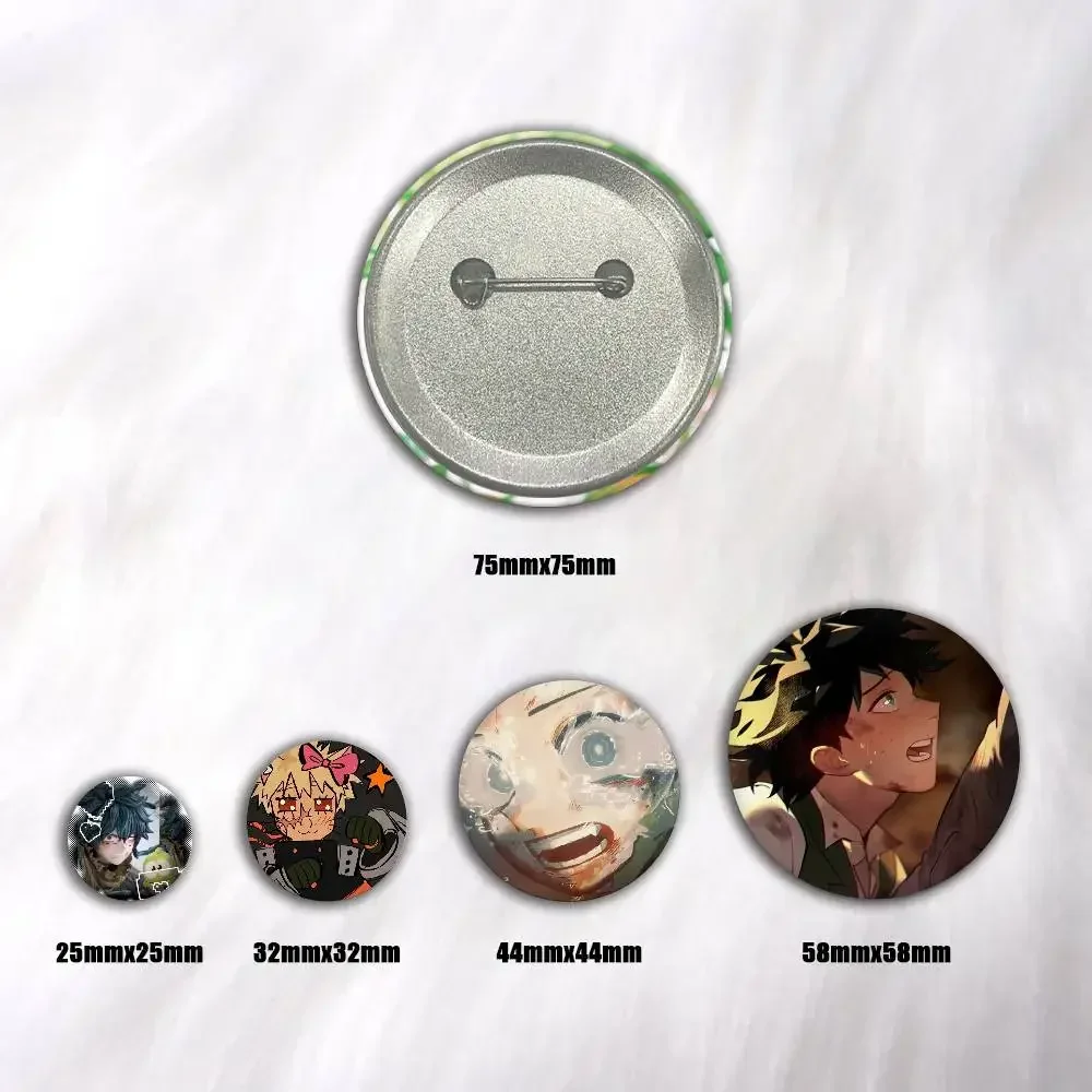 A-Midoriya Izuku Bakugou Katsuki Round Snap-in Brooches Rock Band Lapel Pins Badges Fan Collection Accessories Jewelry