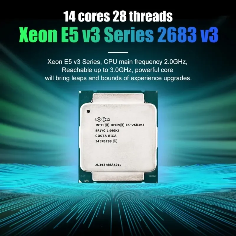 Used Original In-tel Xeon E5 2683 V3 2.0GHz 14-Cores 35M LGA 2011-3 Processor Xeon V3 CPU