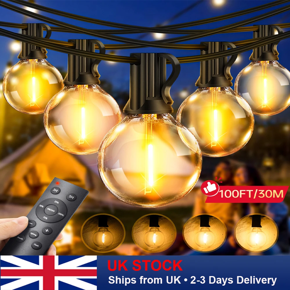 

30 м уличные светодиодные гирлянды, лампы, гирлянды для балкона, сказочные лампы с дистанционным управлением для свадьбы, кемпинга, сада, рождественской вечеринки