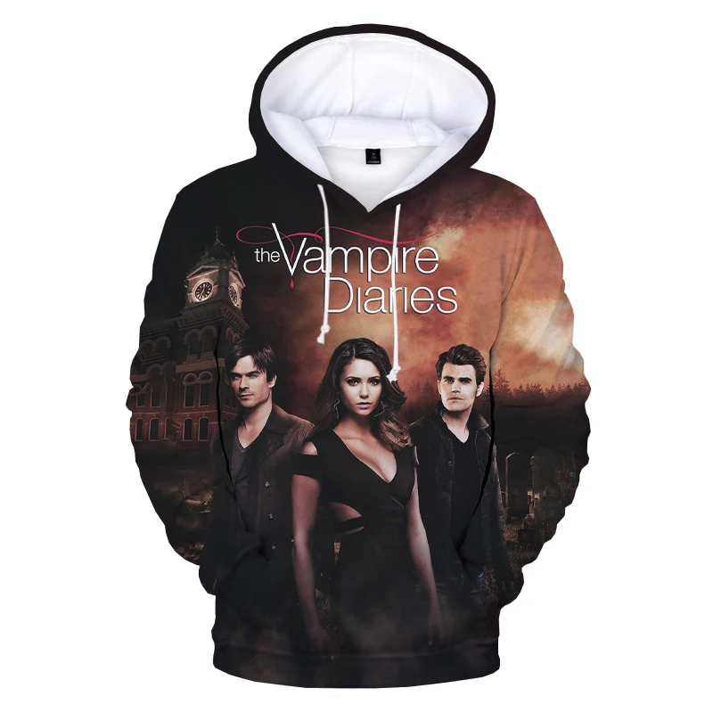 2023 NEW The Vampire Diaries 3D Hoodies TV Series Harajuku Streetwear Hoodie Sweatshirts Men Women Fashion Casual Pullover