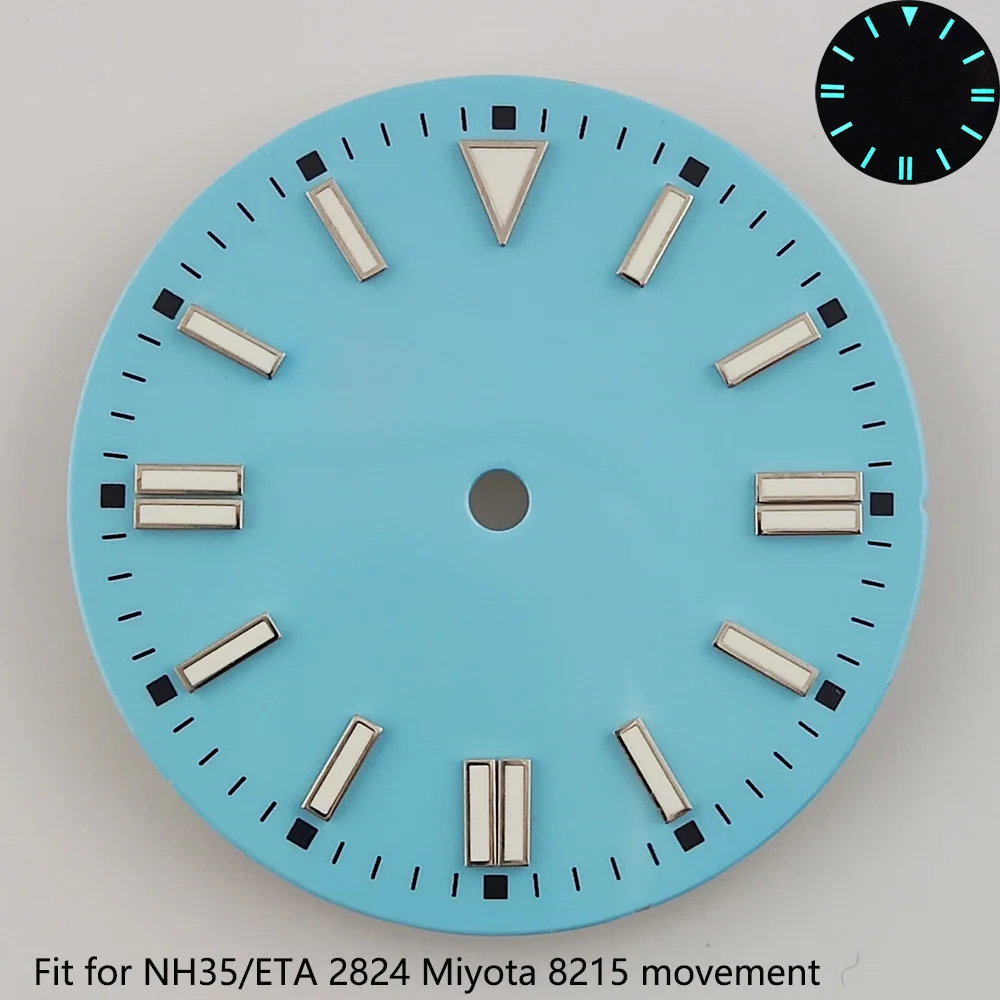 Dial suitable for NH35/ETA 2824 Miyota 8215 movement 28.5mm dial blue green luminous accessories